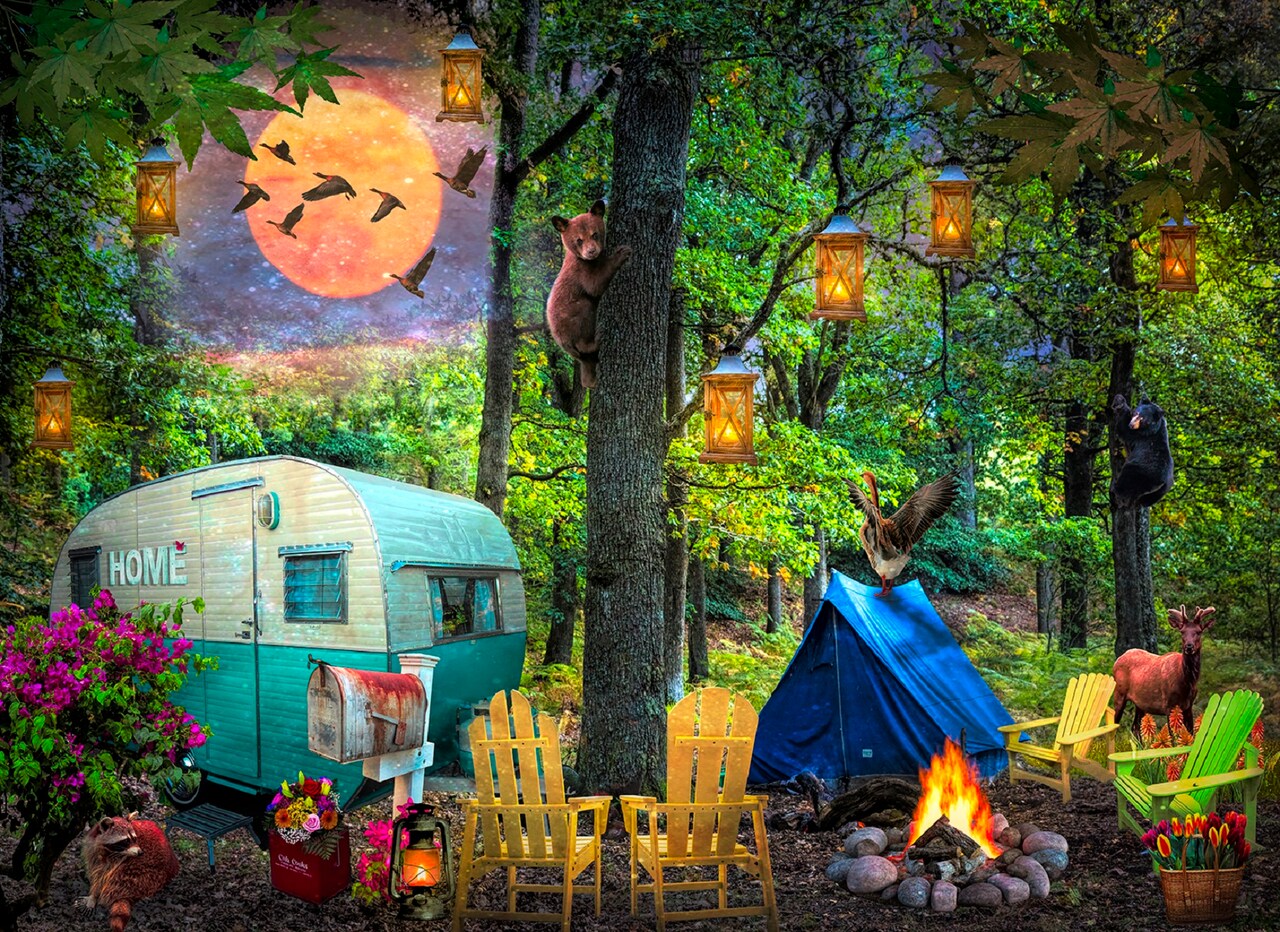 Sunsout Summertime Camping 500 pc Large Pieces Jigsaw Puzzle 30152